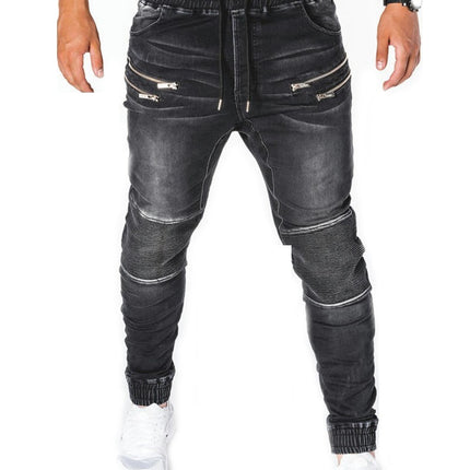 Men's Skinny Jeans Stretch Elastic Waist Tapered Leg Denim Pants for Men