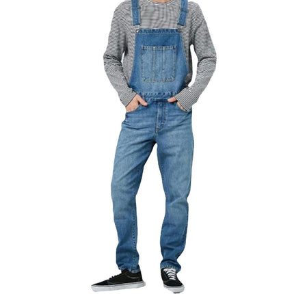 Men's Denim Overalls Dungarees Jeans Jumpsuits with Adjustable Straps and Pocket