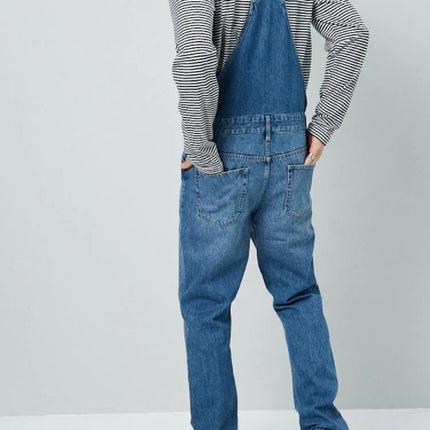 Men's Denim Overalls Dungarees Jeans Jumpsuits with Adjustable Straps and Pocket