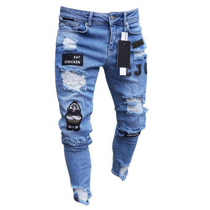 Men's Skinny Ripped Jeans Stretchy Slim Fit Jeans Pants