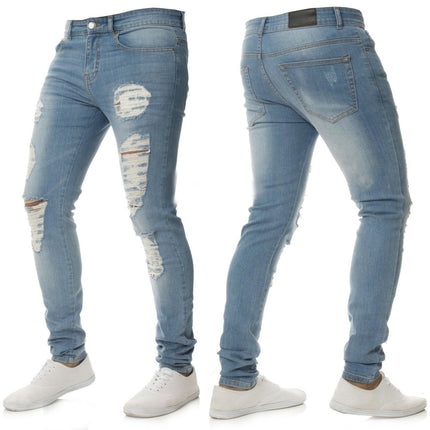 Men's Skinny Ripped Jeans Stretchy Slim Fit Jeans Pants