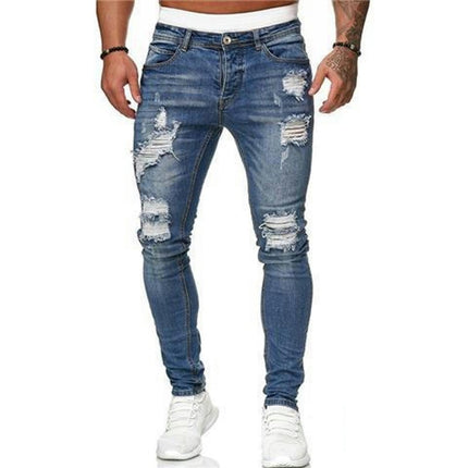 Men's Skinny Ripped Jeans Stretchy Slim Fit Jeans Pants