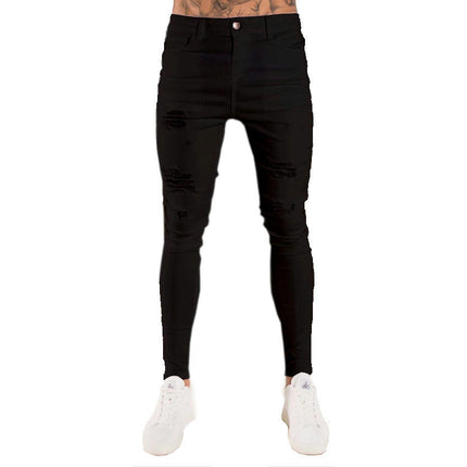 Men's Skinny Ripped Jeans Stretchy Slim Fit Jeans Pants 1