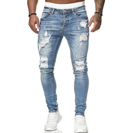 Men's Skinny Ripped Jeans Stretchy Slim Fit Jeans Pants