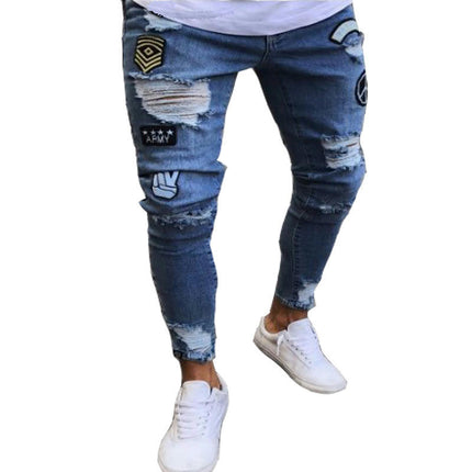 Men's Skinny Ripped Jeans Stretchy Slim Fit Jeans Pants