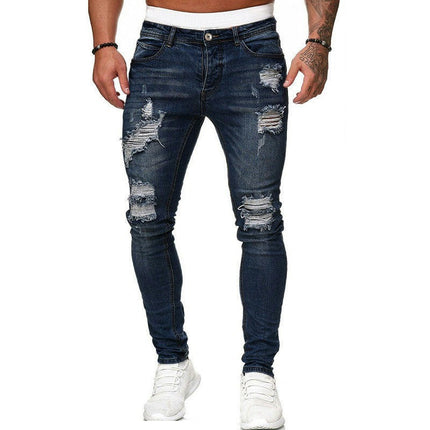 Men's Skinny Ripped Jeans Stretchy Slim Fit Jeans Pants