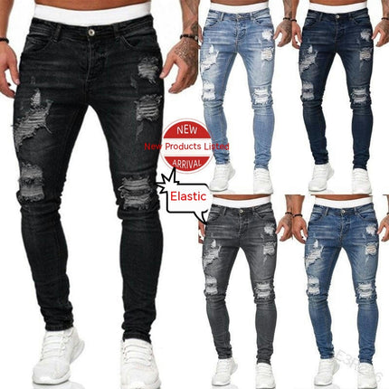 Men's Skinny Ripped Jeans Stretchy Slim Fit Jeans Pants