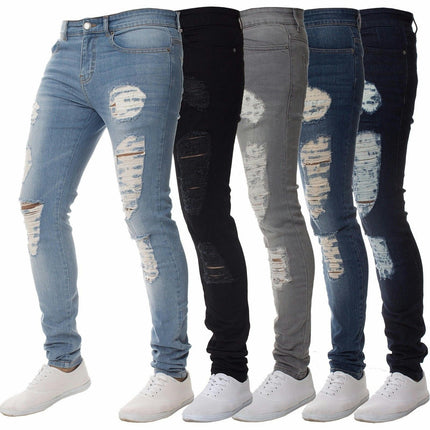 Men's Skinny Ripped Jeans Stretchy Slim Fit Jeans Pants