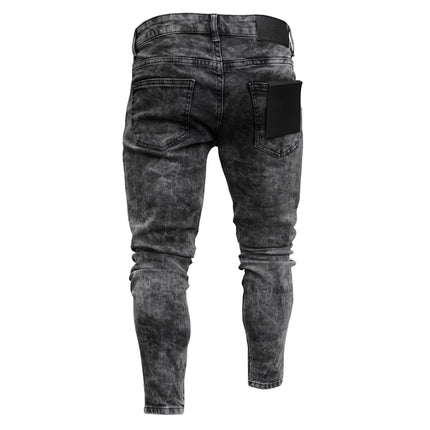 Men's Slim Fit Stretch Destroyed Ripped Skinny Denim Jeans