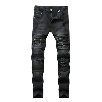 Men's Slim Fit Stretch Jeans Ripped Skinny Jeans for Men, Straight Leg Fashion Pants