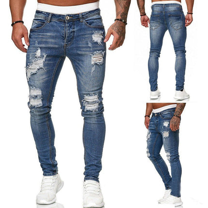 Skinny Jeans for Men Stretch Slim Fit Ripped Distressed Model A