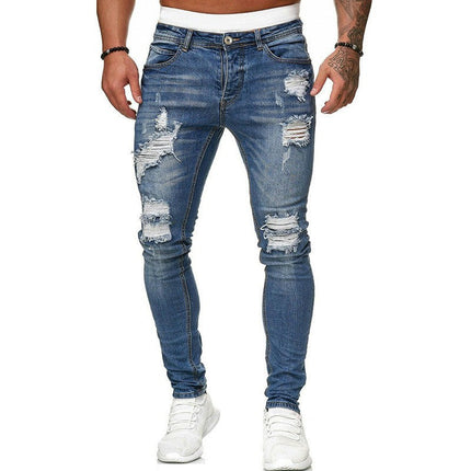 Skinny Jeans for Men Stretch Slim Fit Ripped Distressed Model A