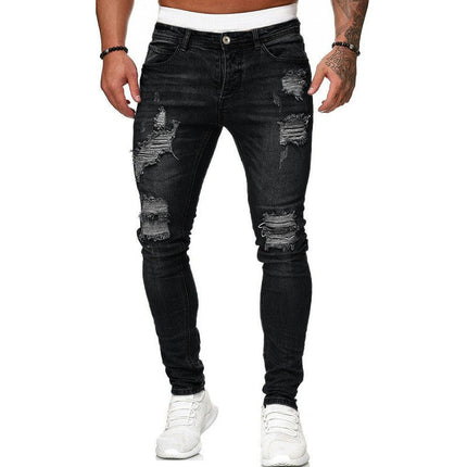 Skinny Jeans for Men Stretch Slim Fit Ripped Distressed Model A