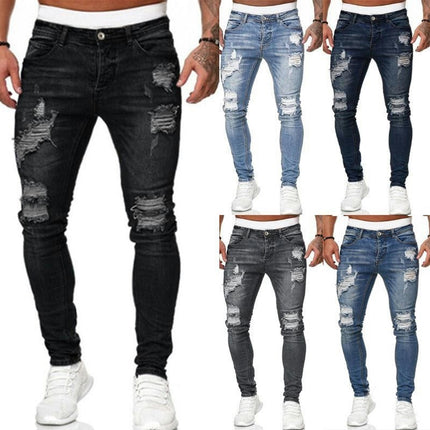 Skinny Jeans for Men Stretch Slim Fit Ripped Distressed Model A