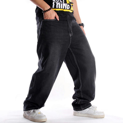 Men's Vintage Hip Hop Style Jeans Loose Fit Denim Pants