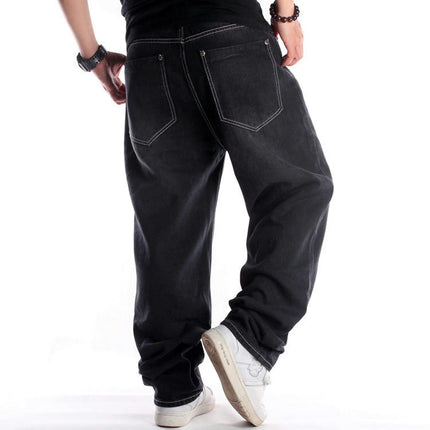 Men's Vintage Hip Hop Style Jeans Loose Fit Denim Pants