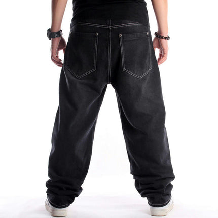 Men's Vintage Hip Hop Style Jeans Loose Fit Denim Pants