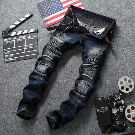 Men's Ripped Skinny Jeans Stretchy Slim Fit Fashion Holes Denim Pants