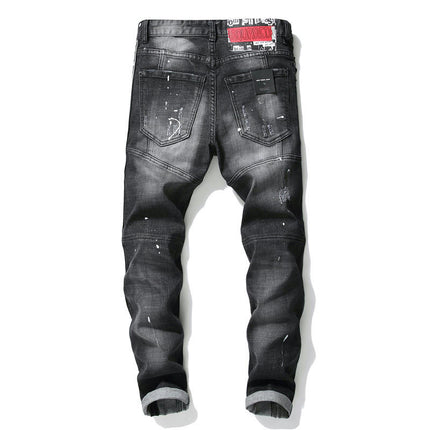 Men's Ripped Jeans,Slim Fit Distressed Straight Leg Fashion Denim Pants