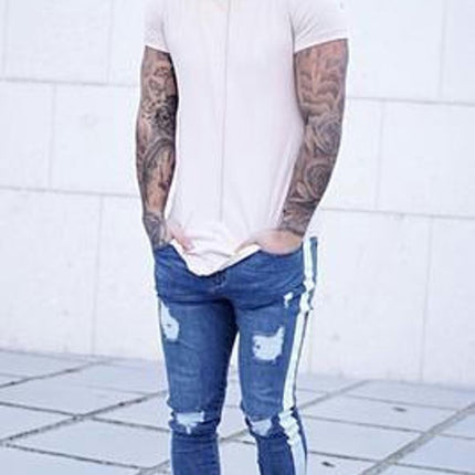 Men's Slim Fit Ripped Stretch Skinny Jeans for Men, Tapered Leg Fashion Pants