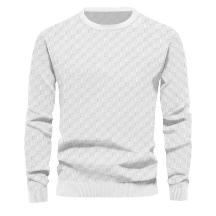 Mens Crew Neck Sweater Cable Knit Long Sleeve Casual Basketweave Stitch Pullover Sweater