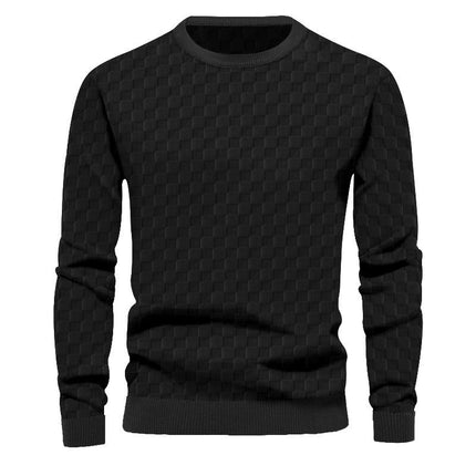 Mens Crew Neck Sweater Cable Knit Long Sleeve Casual Basketweave Stitch Pullover Sweater