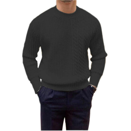 Men's Cable Knit Sweater Casual Crewneck Long-Sleeve Fisherman Pullover