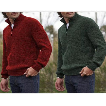 Sweaters for Men Quarter Zip Pullover Slim Fit Casual Mens Zip up Sweater Mock Neck Cable Knit