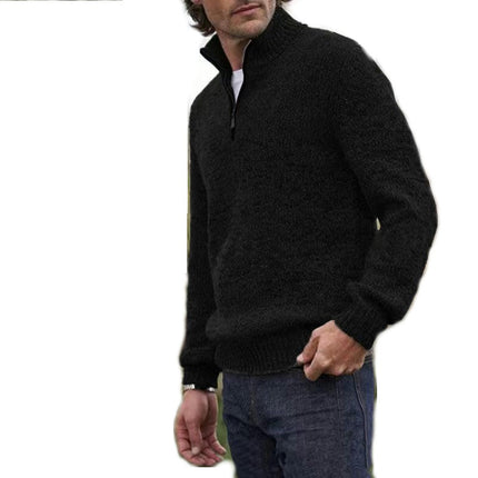 Sweaters for Men Quarter Zip Pullover Slim Fit Casual Mens Zip up Sweater Mock Neck Cable Knit