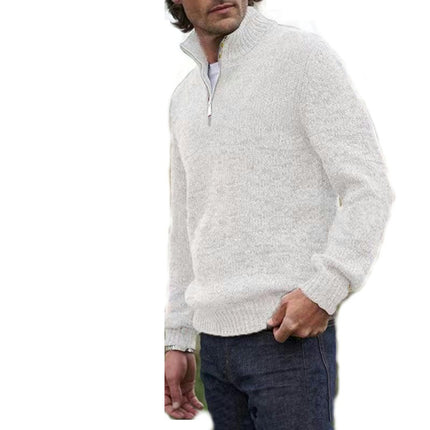 Sweaters for Men Quarter Zip Pullover Slim Fit Casual Mens Zip up Sweater Mock Neck Cable Knit