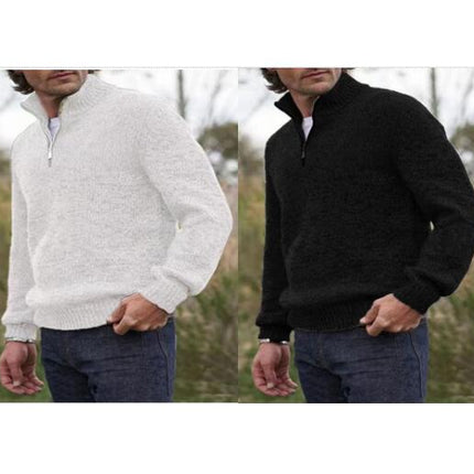 Sweaters for Men Quarter Zip Pullover Slim Fit Casual Mens Zip up Sweater Mock Neck Cable Knit