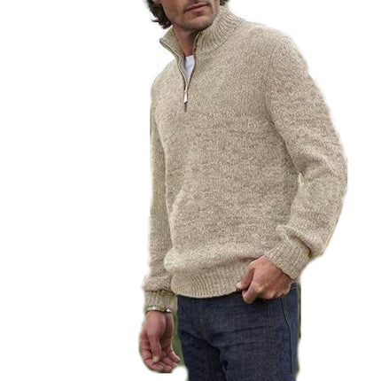 Sweaters for Men Quarter Zip Pullover Slim Fit Casual Mens Zip up Sweater Mock Neck Cable Knit