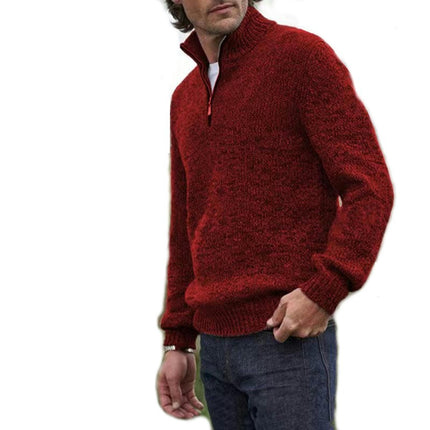 Sweaters for Men Quarter Zip Pullover Slim Fit Casual Mens Zip up Sweater Mock Neck Cable Knit