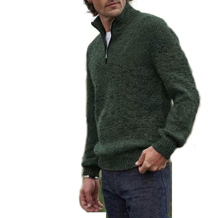 Sweaters for Men Quarter Zip Pullover Slim Fit Casual Mens Zip up Sweater Mock Neck Cable Knit