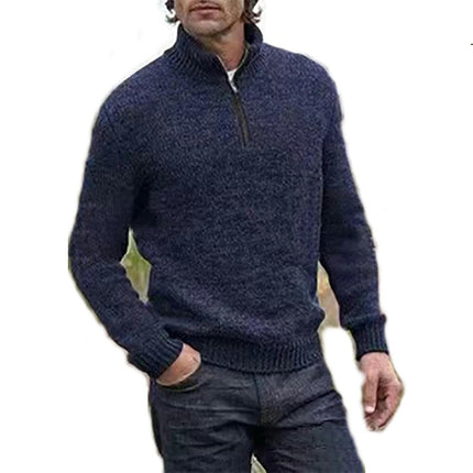 Sweaters for Men Quarter Zip Pullover Slim Fit Casual Mens Zip up Sweater Mock Neck Cable Knit