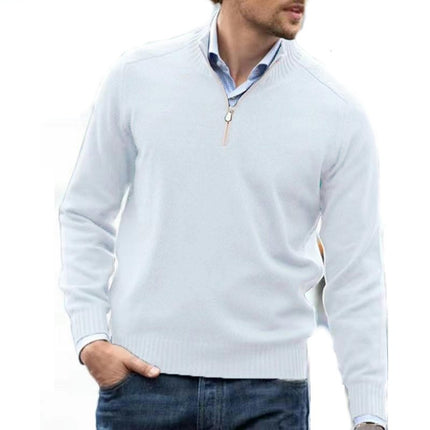 Men's Long-Sleeve Soft Touch Quarter-Zip Sweater Slim Round Neck Cable Knit Sweater