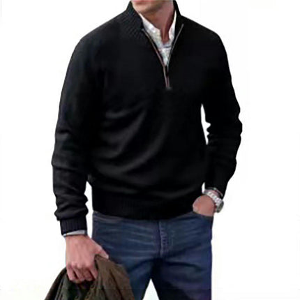 Men's Quarter-Zip Sweater Long-Sleeve Turtleneck Pullover Sweater