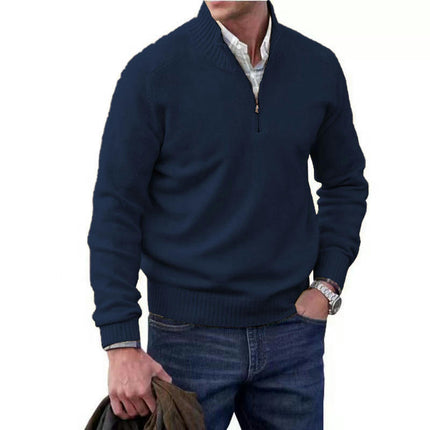 Men's Quarter-Zip Sweater Long-Sleeve Turtleneck Pullover Sweater