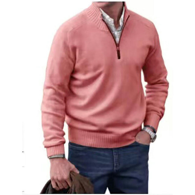 Men's Quarter-Zip Sweater Long-Sleeve Turtleneck Pullover Sweater