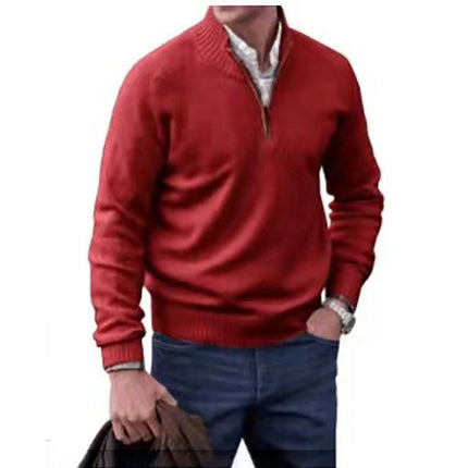 Men's Quarter-Zip Sweater Long-Sleeve Turtleneck Pullover Sweater