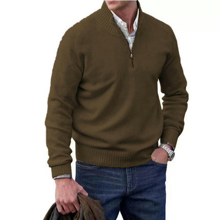 Men's Quarter-Zip Sweater Long-Sleeve Turtleneck Pullover Sweater