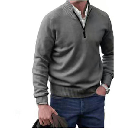 Men's Quarter-Zip Sweater Long-Sleeve Turtleneck Pullover Sweater