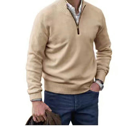 Men's Quarter-Zip Sweater Long-Sleeve Turtleneck Pullover Sweater