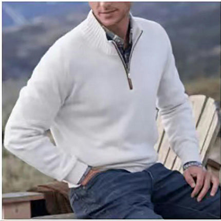 Mens Slim Fit Quarter Zip Sweater Casual Long Sleeve Sweater and Turtleneck Pullover