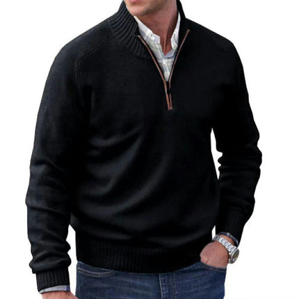 Mens Slim Fit Quarter Zip Sweater Casual Long Sleeve Sweater and Turtleneck Pullover