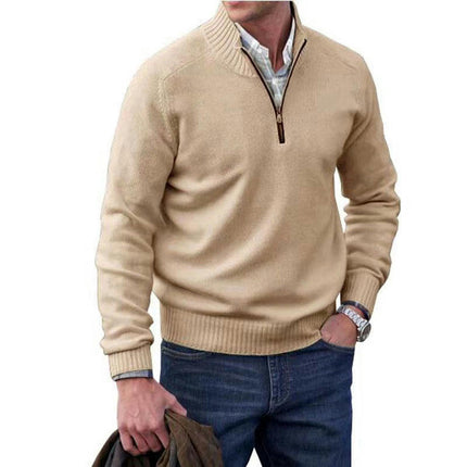 Mens Slim Fit Quarter Zip Sweater Casual Long Sleeve Sweater and Turtleneck Pullover