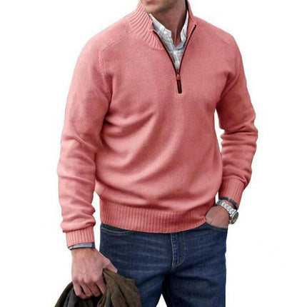 Mens Slim Fit Quarter Zip Sweater Casual Long Sleeve Sweater and Turtleneck Pullover