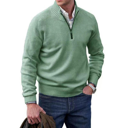 Mens Slim Fit Quarter Zip Sweater Casual Long Sleeve Sweater and Turtleneck Pullover