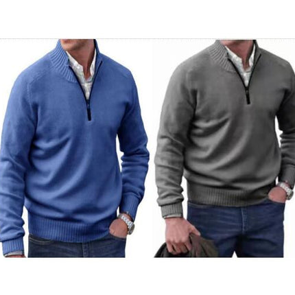 Mens Slim Fit Quarter Zip Sweater Casual Long Sleeve Sweater and Turtleneck Pullover