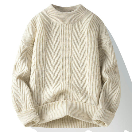 Men's Sweater Winter Knit Crew Neck Sweater Long Sleeve Soft Warm Knit Pullover